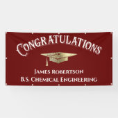 Gefeliciteerd, Red Burgundy Gold Afstuderen Spandoek (Horizontaal)
