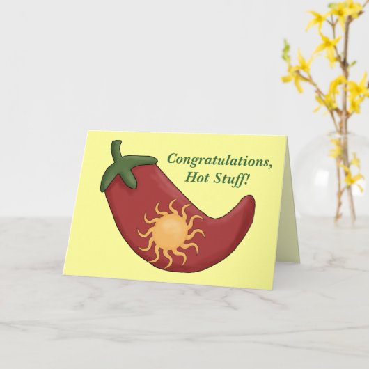 Gefeliciteerd Red Chili Pepper Kaart - Western (Gele Bloem)