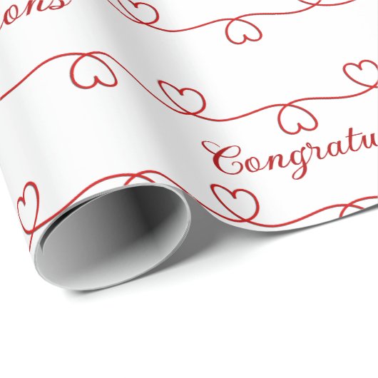 Gefeliciteerd Red Hearts Cadeaupapier (Rol Hoek)