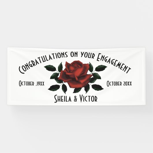 Gefeliciteerd, Red Rose Verloving Spandoek (Horizontaal)
