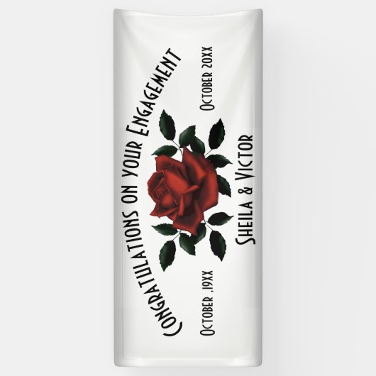 Gefeliciteerd, Red Rose Verloving Spandoek (Verticaal)