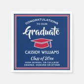 Gefeliciteerd, Red White Blue Elegant Afstuderen Servet (Voorkant)