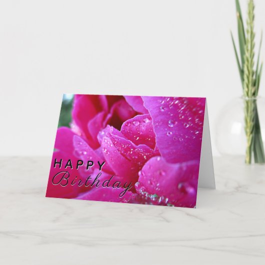 "Gefeliciteerd" Regendruppel Roze Pioen Kaart (Voorkant)