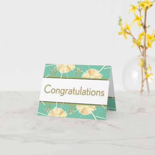 Gefeliciteerd - Retro Art Deco Parfumed Garden Kaart (Gele Bloem)