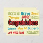 Gefeliciteerd Retro-kleuren Briefkaart (Voorkant / Achterkant)