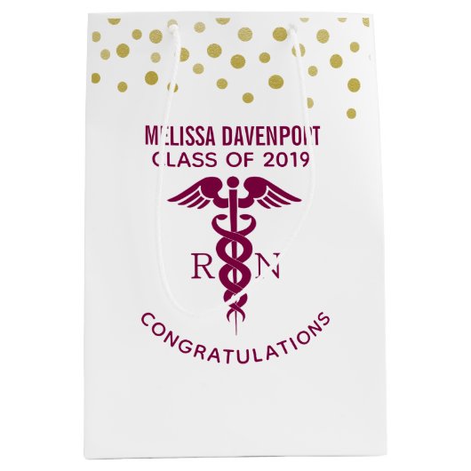Gefeliciteerd RN Verpleegkundige Afstuderen Rode C Medium Cadeauzakje (Voorkant)