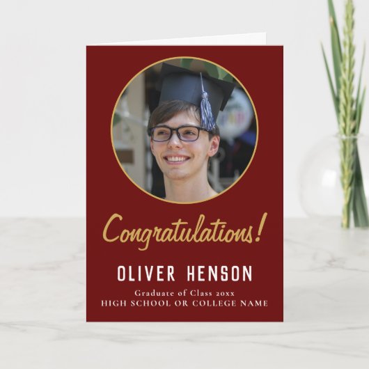 Gefeliciteerd Rode Afstuderen Foto Afstuderen Kaart (Voorkant)