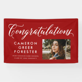 Gefeliciteerd rode banner met foto