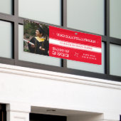 Gefeliciteerd Rode en Witte Monogram Spandoek (Buitenkant Gebouw)