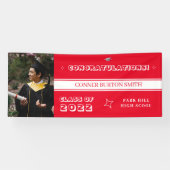 Gefeliciteerd Rode en Witte Monogram Spandoek (Horizontaal)