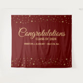 Gefeliciteerd Rood goud Klas van 2024 afstuderen Wandkleed (Voorkant (horizontaal))