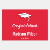 Gefeliciteerd Rood & Wit Afstudeerder Naam Afstude Inpakpapier Vel (Voorkant)