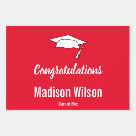 Gefeliciteerd Rood & Wit Afstudeerder Naam Afstude Inpakpapier Vel