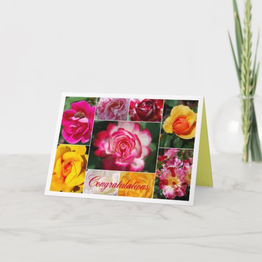 Gefeliciteerd Roos Collage Yellow Interior Kaart (Voorkant)
