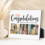 Gefeliciteerd Roos Gold 3 Foto 2025 Afstuderen Fotoplaat<br><div class="desc">Stijlvol 3 plaatstaal voor foto's afstuderen met eenvoudige functies "Gefeliciteerd" in trendy zwarte kalligrafie script met roos gold / zwart roze roze afstudeerder pet en moderne aangepaste tekst voor de naam en het klassenjaar van de afgestudeerde. Voeg drie favoriete foto's van toe afstuderen aan de vierkante placeholder afbeeldingen. Reinig witte...</div>