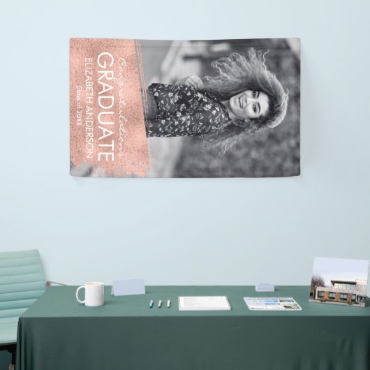 Gefeliciteerd Roos Gold Photo Afstuderen Spandoek (Beurs)