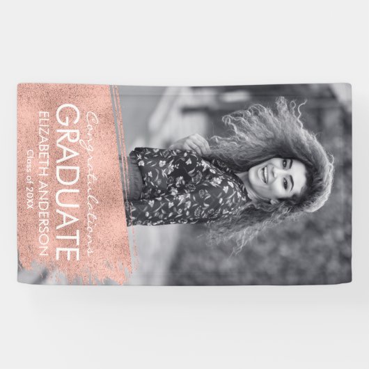 Gefeliciteerd Roos Gold Photo Afstuderen Spandoek (Horizontaal)