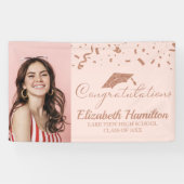 Gefeliciteerd Roos Goud Roze Foto Afstuderen Spandoek (Horizontaal)