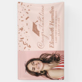 Gefeliciteerd Roos Goud Roze Foto Afstuderen Spandoek (Verticaal)