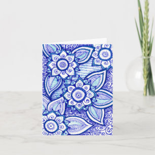 Gefeliciteerd Royal Blue Damask Indian Mandala Kaart