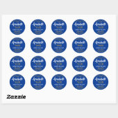 Gefeliciteerd Royal Blue en Gold Afstuderen Ronde Sticker (Vel)