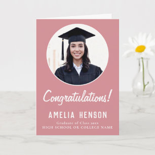 Gefeliciteerd Roze Afgestudeerde 2 Foto Afstuderen Kaart