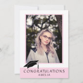 Gefeliciteerd roze Afstuderen fotokaart Kaart (Voorkant)