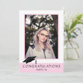 Gefeliciteerd roze Afstuderen fotokaart Kaart (Staand voorkant)