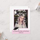 Gefeliciteerd roze Afstuderen fotokaart Kaart (Voorkant / Achterkant in situ)