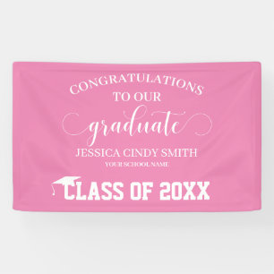 Gefeliciteerd Roze Afstuderen Graduation Party Spandoek