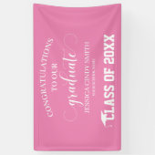 Gefeliciteerd Roze Afstuderen Graduation Party Spandoek (Verticaal)