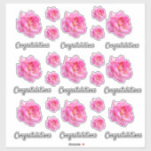Gefeliciteerd Roze bonte Roos uitsnede foto Sticker (Vel)
