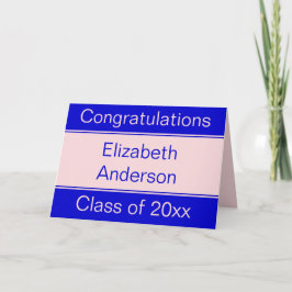 Gefeliciteerd Roze en Blauwe Naam Afstuderen Kaart