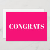 Gefeliciteerd, roze fuchsie witte kaart (Voorkant / Achterkant)