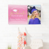 Gefeliciteerd Roze Gold Foto Afstuderen Spandoek (Insitu)