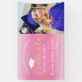 Gefeliciteerd Roze Gold Foto Afstuderen Spandoek (Verticaal)