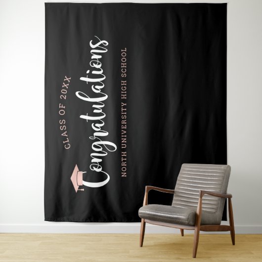 Gefeliciteerd Roze Gouden Afstudeerfeest Wandkleed (In situ)