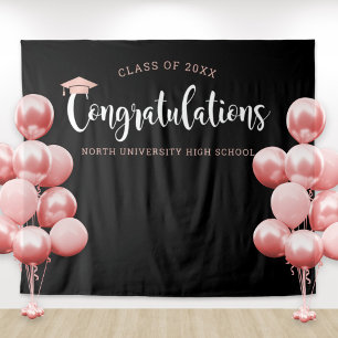 Gefeliciteerd Roze Gouden Afstudeerfeest Wandkleed