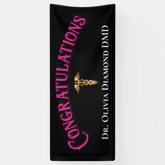 Gefeliciteerd, roze goudtandarts moderne tandheelk spandoek (Verticaal)