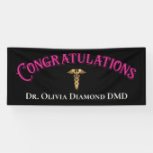 Gefeliciteerd, roze goudtandarts moderne tandheelk spandoek (Horizontaal)