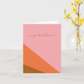 Gefeliciteerd Roze Oranje kleurenblok Geometrisch Kaart (Gele Bloem)