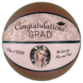 Gefeliciteerd Roze Ornament Afstuderen Foto Basketbal (Voorkant)