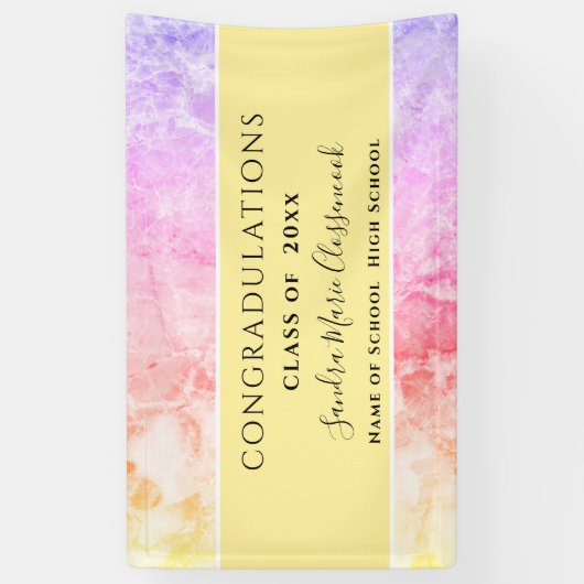 Gefeliciteerd Roze Paars Geel Amethyst Kristal Afs Spandoek (Verticaal)