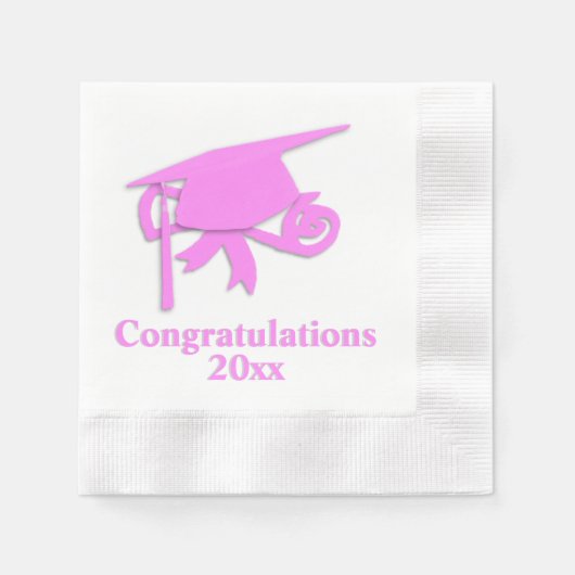 Gefeliciteerd Roze Pet Afstuderen Servetten (Voorkant)