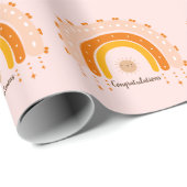 GEFELICITEERD ROZE RETRO STIJL REGENBOOG BOHO CADEAUPAPIER (Rol Hoek)