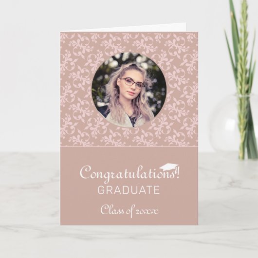 Gefeliciteerd Roze Rococo Afstudeerfoto Kaart (Voorkant)
