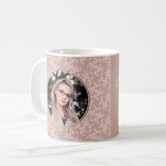 Gefeliciteerd Roze Rococo Afstudeerfoto Koffiemok (Voorkant links)