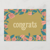 GEFELICITEERD Roze Rozen Frame Bloemstuk Aangepast Briefkaart (Voorkant)