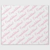 Gefeliciteerd Roze Script Trouw Baby Shower Cadeaupapier (Vlak)