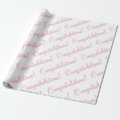 Gefeliciteerd Roze Script Trouw Baby Shower Cadeaupapier (Uitgerold)